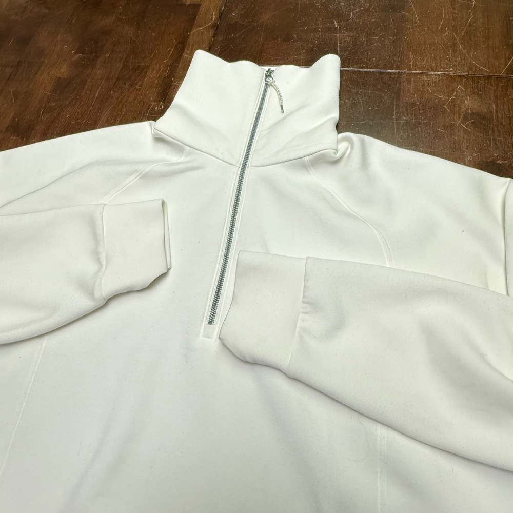 Spanx AirEssentials Half Zip Pullover Women Large White Mock Neck 50346R